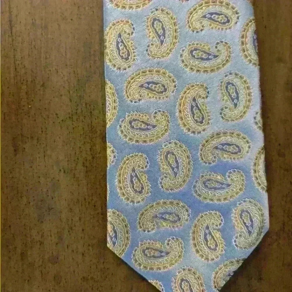 Mens Designer Joseph And Lyman Blue Paisley All Silk Neck Tie - Picture 2 of 5